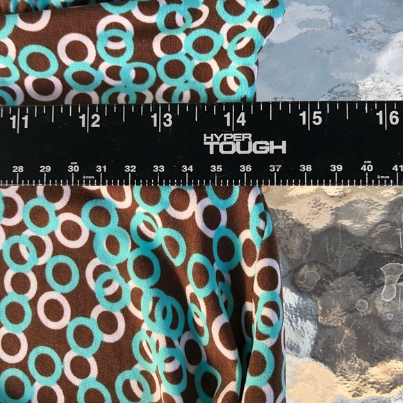 Lily large  12-14 Brown & Aqua geometric print Halter dress Marilyn Monroe - Picture 2 of 9